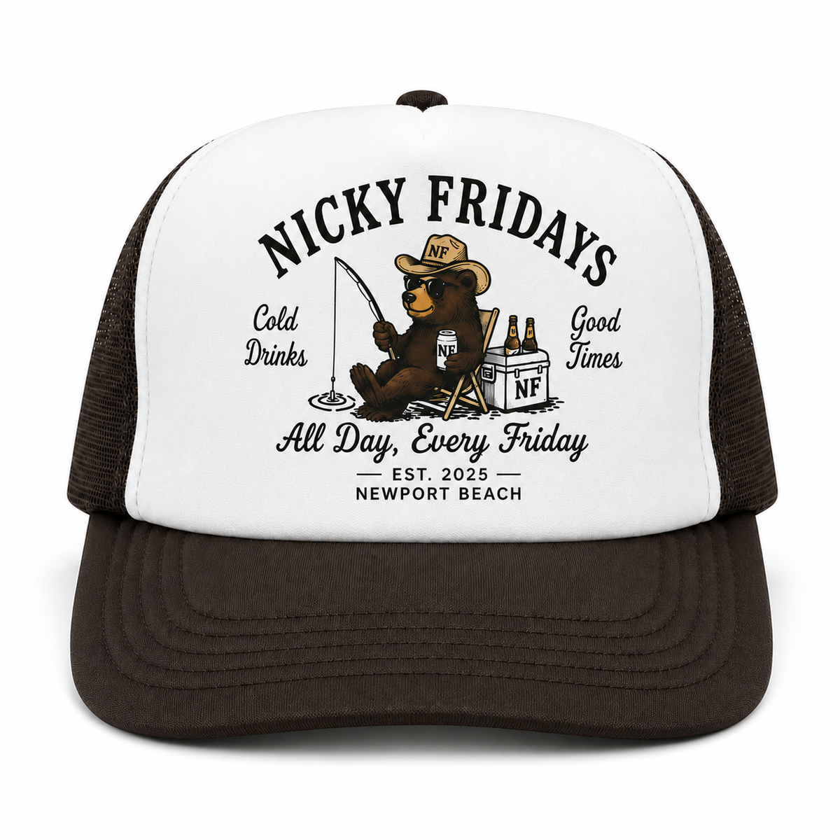 The Friday Bear Trucker Hat - Brown/White