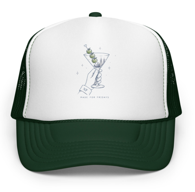 The Friday Martini Trucker Hat - Forest Green/White